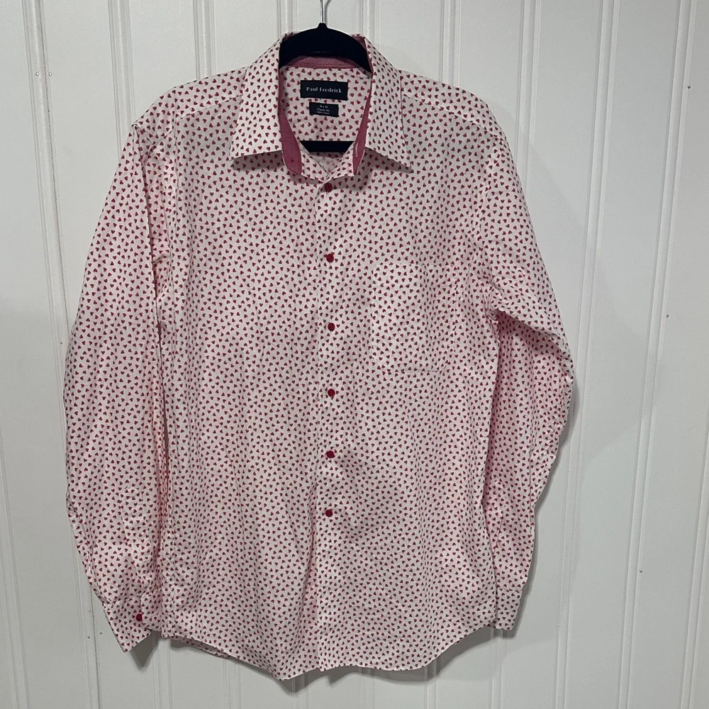 Paul Fredrick Men’s Heart Print Dress Shirt 16x36